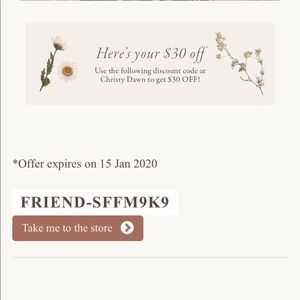 Christy Dawn referral code- $30 off purchase!